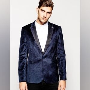 Ted Baker London Cotton Blend Velvet Single Breasted Blazer